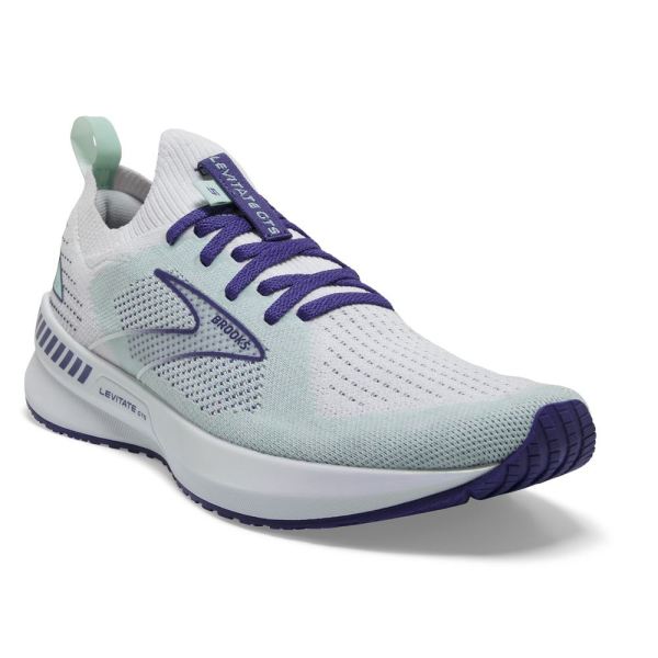 Brooks Shoes - Levitate StealthFit GTS 5 White/Navy Blue/Yucca            