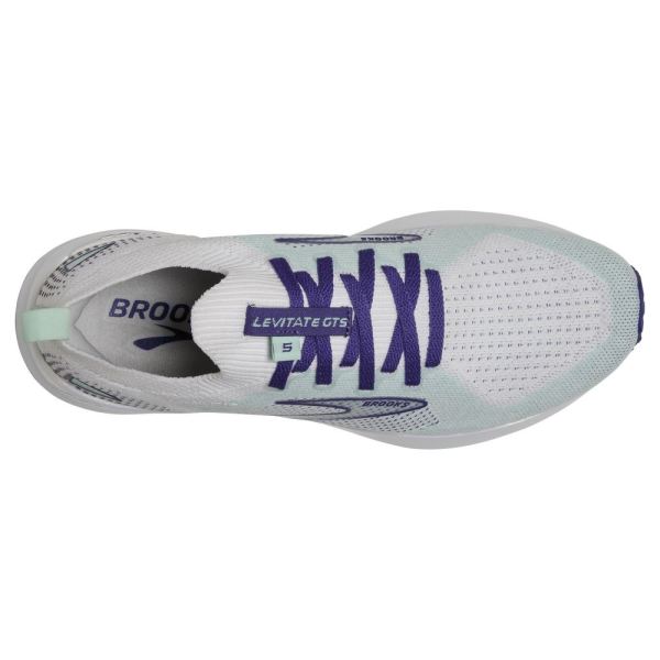 Brooks Shoes - Levitate StealthFit GTS 5 White/Navy Blue/Yucca            