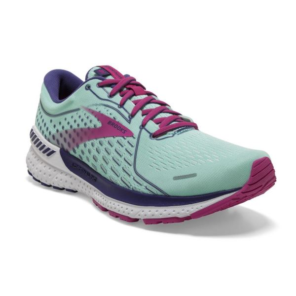 Brooks Shoes - Adrenaline GTS 21 Yucca/Navy Blue/Fuchsia            