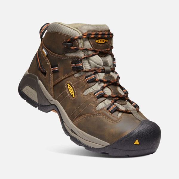 Keen | Men's Detroit XT Waterproof Boot (Soft Toe)-BLACK OLIVE/LEATHER BROWN