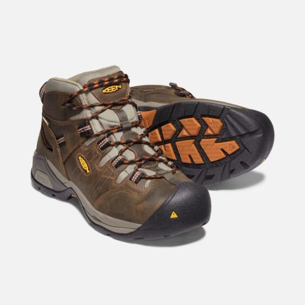 Keen | Men's Detroit XT Waterproof Boot (Soft Toe)-BLACK OLIVE/LEATHER BROWN