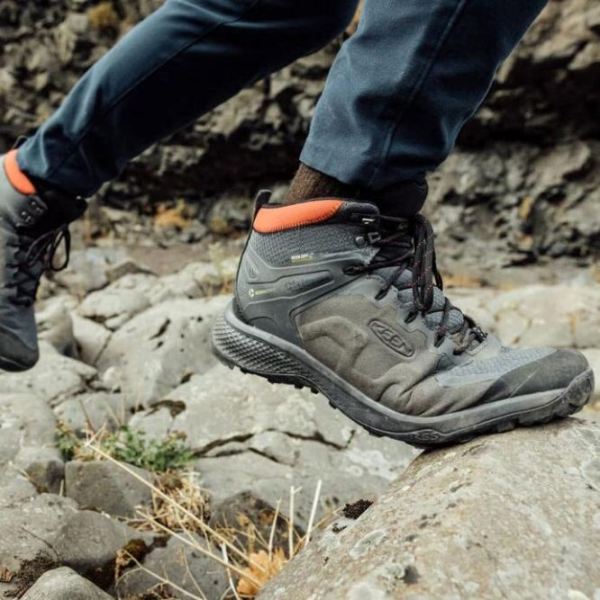 Keen | Men's Explore Waterproof Boot-MAGNET/FIERY RED