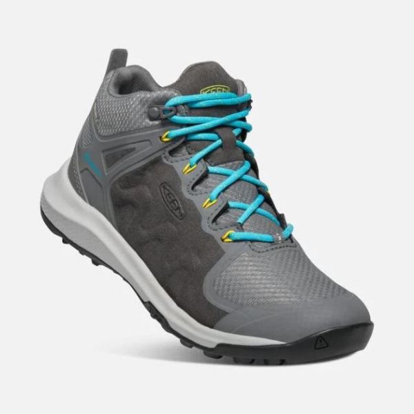 Keen | Women's Explore Waterproof Boot-STEEL GREY/BRIGHT TURQUOISE