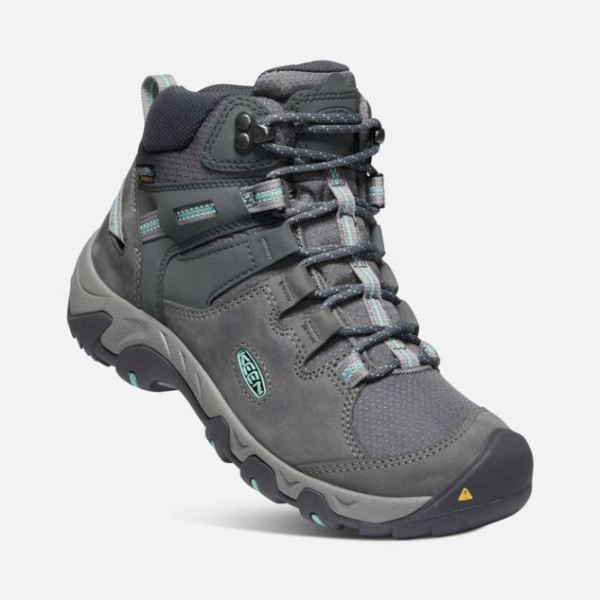 Keen | Women's Steens Leather Waterproof Boot-Steel Grey/Ocean Wave