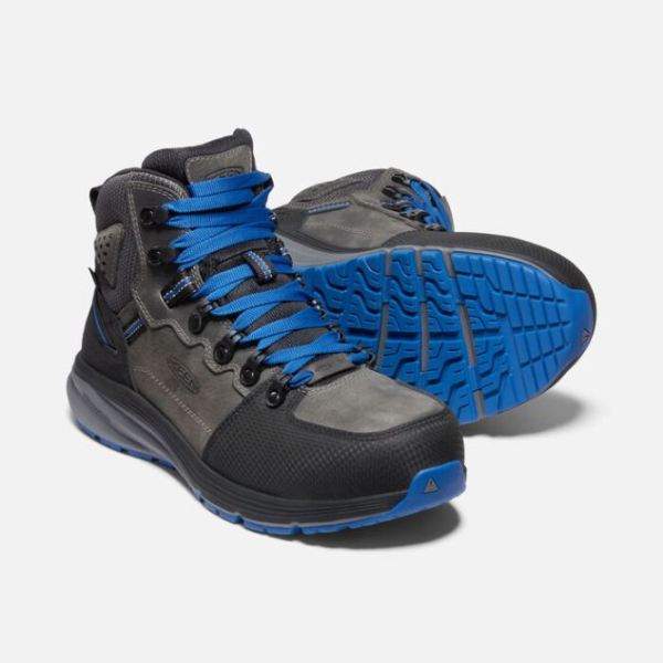 Keen | Men's Red Hook Waterproof Boot (Carbon-Fiber Toe)-Steel Grey/Bright Cobalt