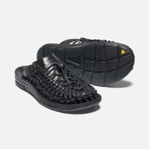 Keen | Men's UNEEK Premium Leather Slide-Triple Black/Black