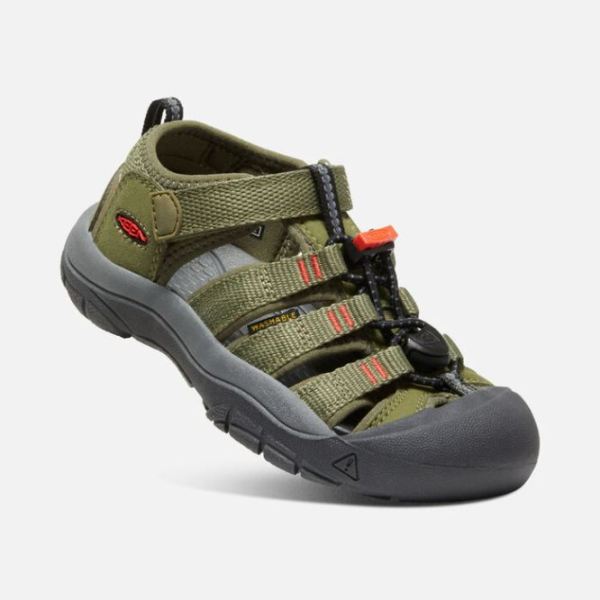 Keen | Little Kids' Newport H2-Olive Drab/Orange