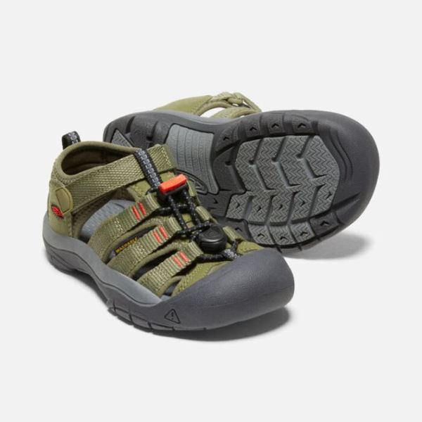 Keen | Little Kids' Newport H2-Olive Drab/Orange