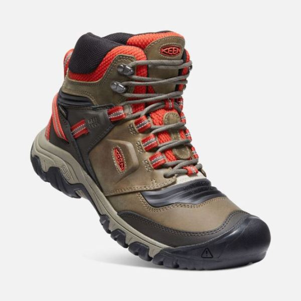 Keen | Men's Ridge Flex Waterproof Boot Wide-Dark Olive/Ketchup