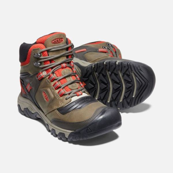 Keen | Men's Ridge Flex Waterproof Boot Wide-Dark Olive/Ketchup