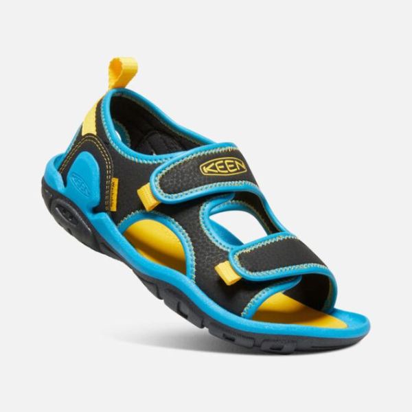 Keen | Big Kids' Knotch Creek Open-Toe Sandal-Black/Vivid Blue