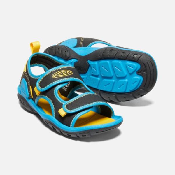 Keen | Big Kids' Knotch Creek Open-Toe Sandal-Black/Vivid Blue