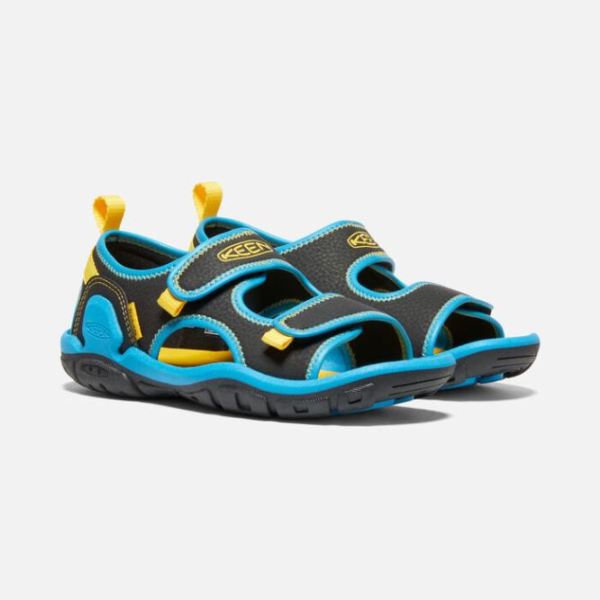 Keen | Big Kids' Knotch Creek Open-Toe Sandal-Black/Vivid Blue