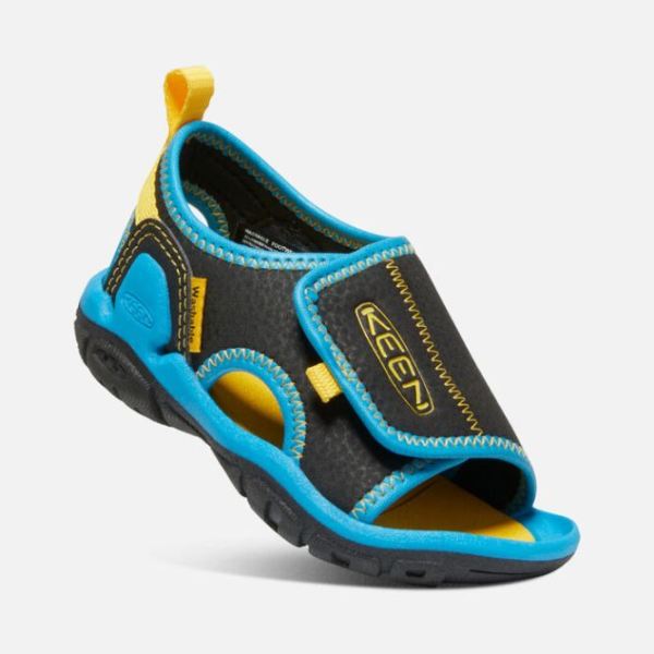 Keen | Toddlers' Knotch River Open-Toe Sandal-Black/Vivid Blue