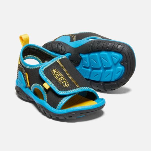 Keen | Toddlers' Knotch River Open-Toe Sandal-Black/Vivid Blue