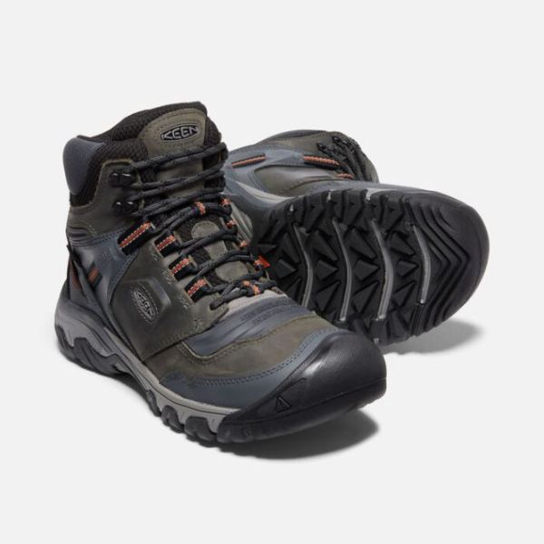 Keen | Men's Ridge Flex Waterproof Boot-Steel Grey/Fossil Orange