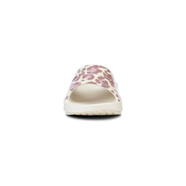 OOFOS WOMEN'S OOAHH LIMITED SLIDE SANDAL - ROSE LEOPARD